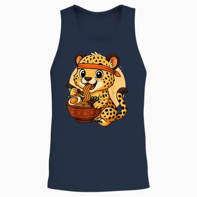 Graphique Guépard Japonais Mangeant Des Ramen Kawaii Unisex Tank Top - Navy