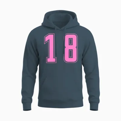 Pink Number 18 Team Junior Sports Uniform Numbered Unisex Hoodie - Dark Heather