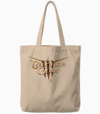 Dungeons & Dragons Baldur's Gate Iii Big Chest Text Logo Tote Bags - Natural