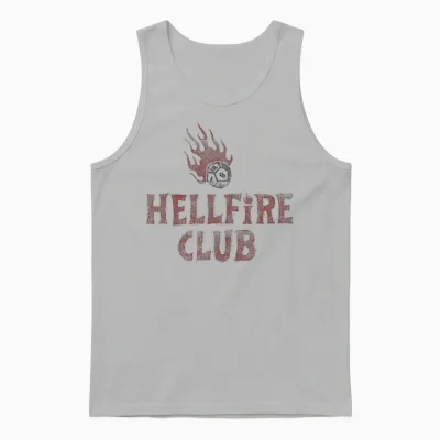 Stranger Things Hellfire Wanted Officially Licensed Unisex Tank Top - Ash