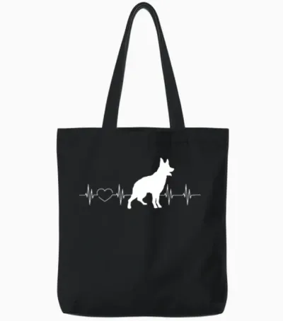 Australian Cattle Dogs Heartbeat Tote Bags - Black