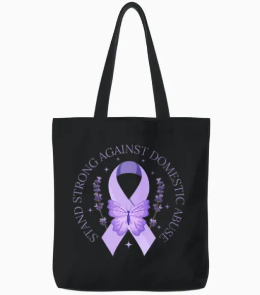 Stand Strong Domestic Purple Ribbon Survivor Tote Bags - Black