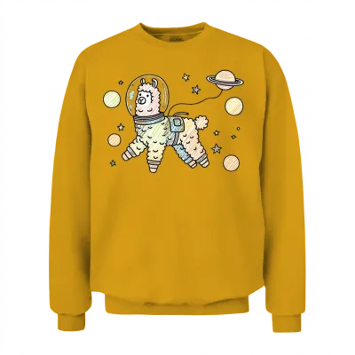 Astronaut Llama in Space – Funny Cosmic Animal Unisex Sweatshirt - Gold