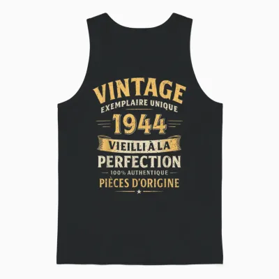 Birthday Gift 82 Years Humor Vintage 1944 82 Years Man Unisex Tank Top - Black