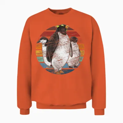 Retro Penguin Unisex Sweatshirt - Orange