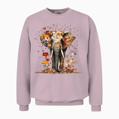 Elefant Schmetterling Abstrakt Natur Tier Kunst Elefant Unisex Sweatshirt - Light Pink