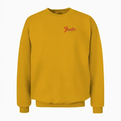 Fender Vintage Guitar Pocket Logo Design T-Shirt, Black Unisex Sweatshirt - Gold