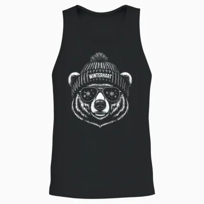 Hardy Bear with Hat Ski Snowboard Ski Party Winter Unisex Tank Top - Black