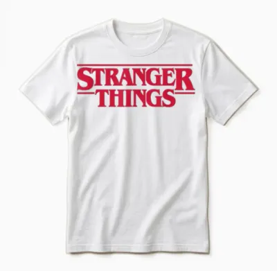 Stranger Things Main Logo T-Shirt, Black, S Unisex T-Shirt - White