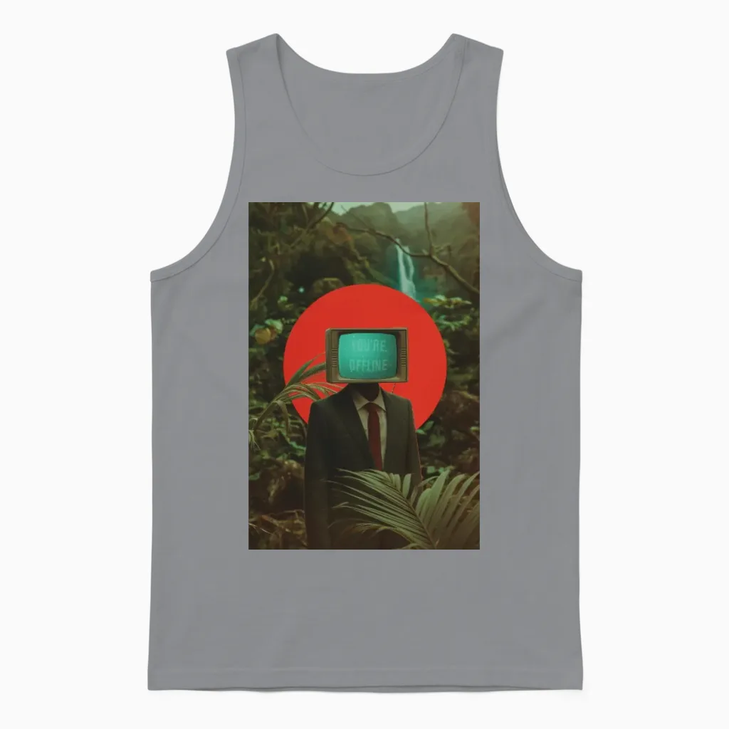 You're Offline - Retro Collage Unisex Tank Top in Sport Grey