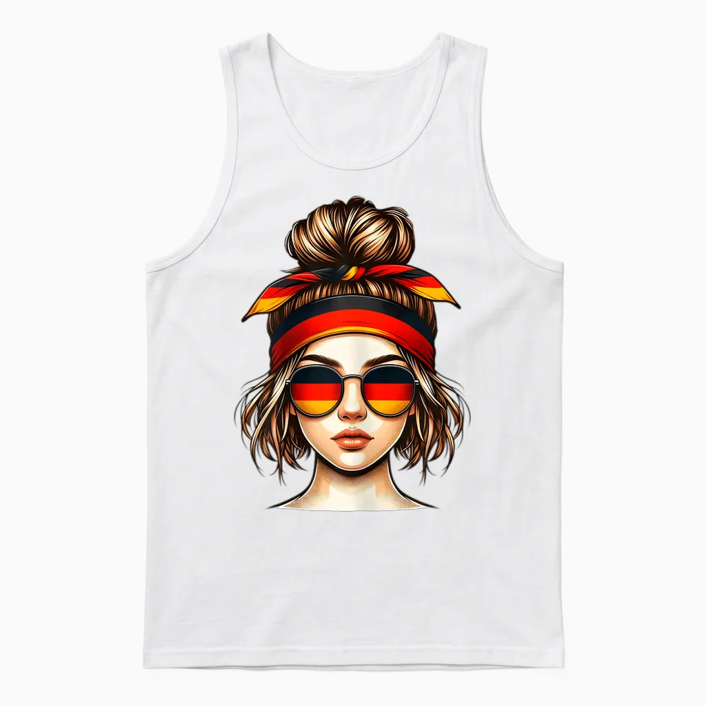 German Girl Deutsches Mädchen Deutschland Flagge Unisex Tank Top in White
