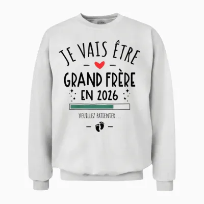 Enfant Je Va être Grand Frère 2026 - Announcement Pregnancy 2nd Unisex Sweatshirt - White