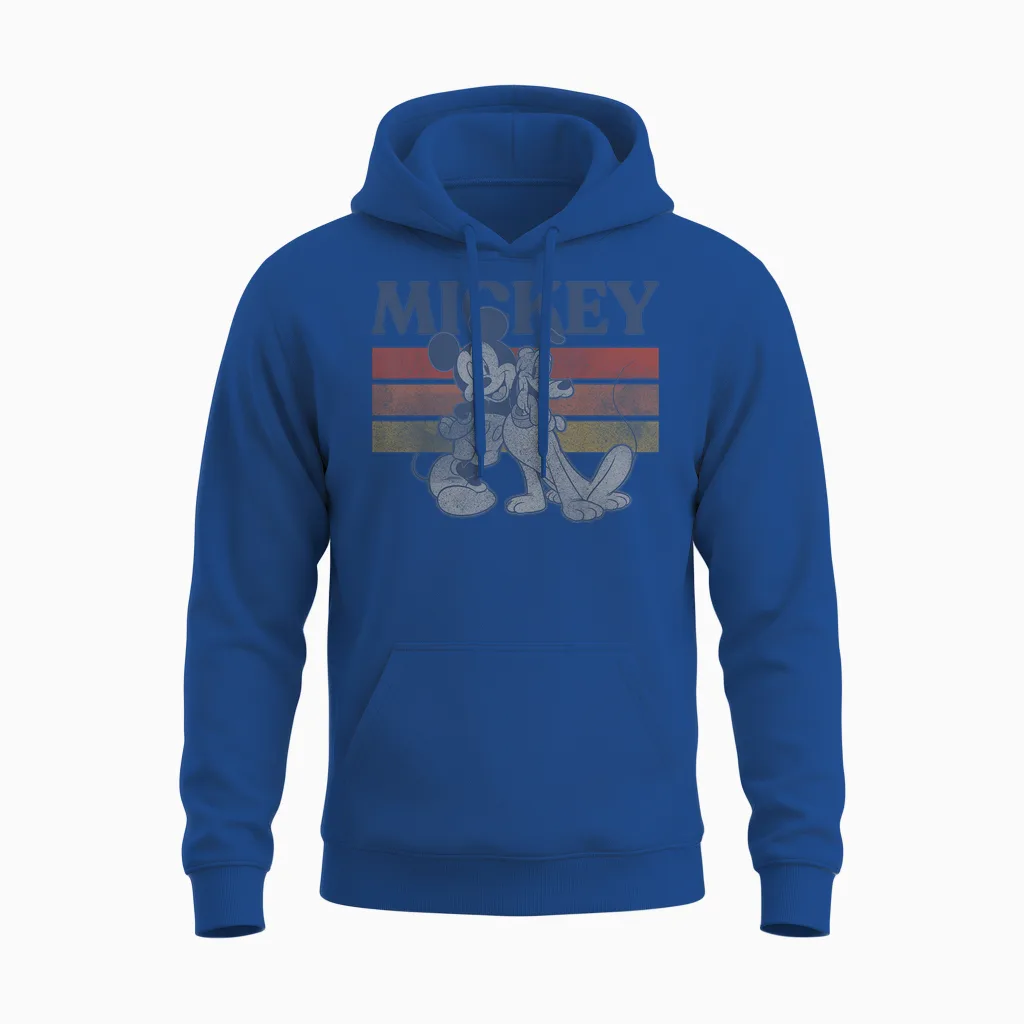 Disney Mickey and Friends Mickey and Pluto Retro Line T-Shirt Small Unisex Hoodie - Royal