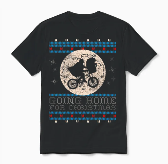 E.t. the Extra-Terrestrial Home for Christmas Unisex T-Shirt in Black