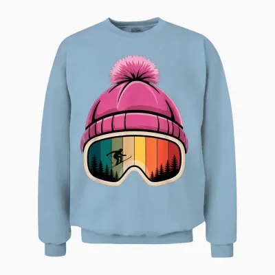 Skier Apres Ski Hat Ski Goggles Winter Sports Unisex Sweatshirt - Light Blue