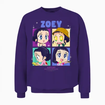 Kpop Demon Hunters Zoey Chibi Officially Licensed Unisex Sweatshirt - Purple