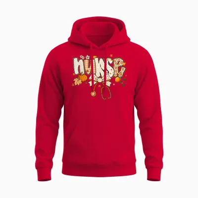 Retro Pumpkin Nurse Life Stethoscope Fall Autumn Funny Nurse Unisex Hoodie - Red