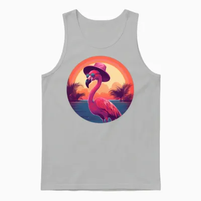 Flamingo Lovers Retro Style Unisex Tank Top - Ash