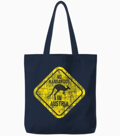 Zookeeper Wildlife Animal Lover T-Shirt with German Text "no Kangaroo in Austria, Black Tote Bags - Navy