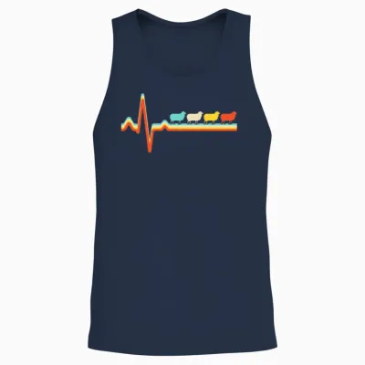Sheep Retro Heartbeat Unisex Tank Top - Navy