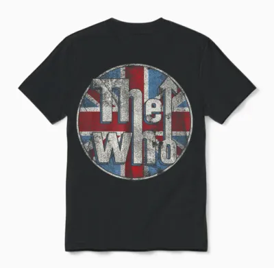 The Who Official Distressed Union Jack Circle Logo Short Sleeve Unisex T-Shirt - Black
