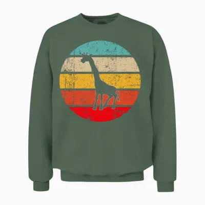 Giraffe Retro Unisex Sweatshirt - Military Green