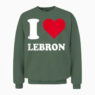 Red Heart I Love Lebron T-Shirt, Black, S Unisex Sweatshirt - Military Green