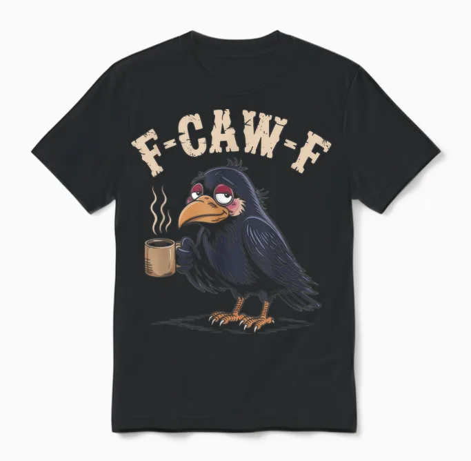 F Caw F T Shirt Coffee Crow Gothic Raven Funny Halloween Unisex T-Shirt in Black