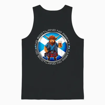No Scotland No Party Scottish Pride Scotland Highland Cow Unisex Tank Top - Black