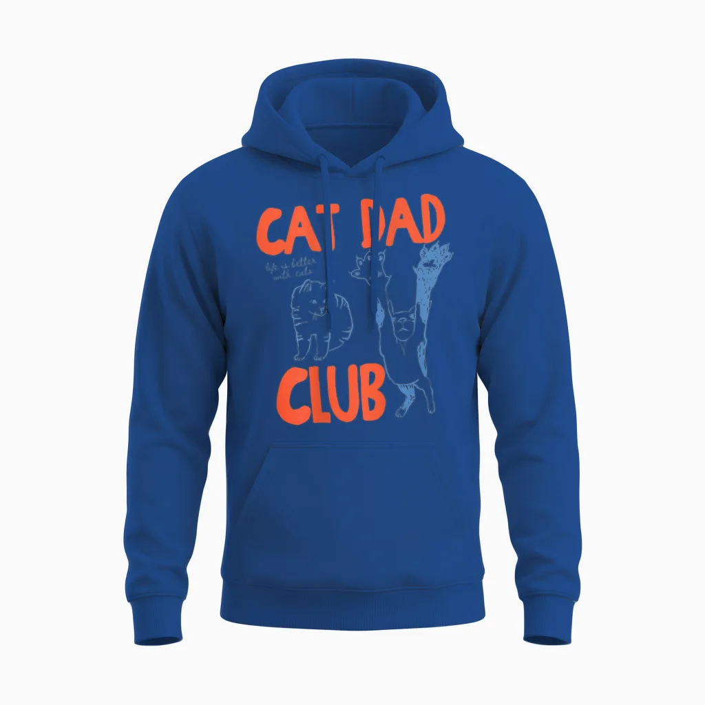 Cat Dad Club Life Is Better with Cats Cat Dad on Back Unisex Hoodie in Royal