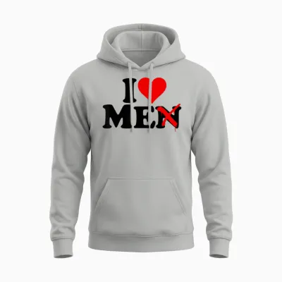 I Love Heart Me Men Unisex Hoodie - Ash