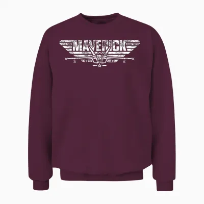 Top Gun Maverick Fighter Jet Logo T-Shirt, Black, S Unisex Sweatshirt - Maroon