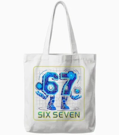 67 Cyber Robots - Six Seven 6—7 Slang-Meme Für Jungen Und Teenager Tote Bags - White