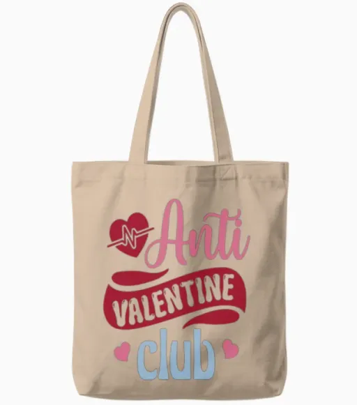 Anti Valentine Club Tote Bags in Natural