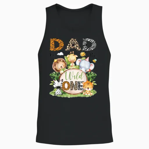 Dad of the Wild One Safari Jungle 1st Birthday Unisex Tank Top - Black