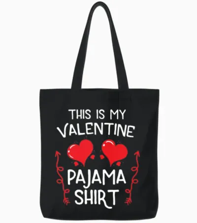 This Is My Valentines Pajama Party Matching Gift Tote Bags - Black