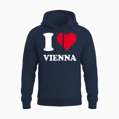 Rotes Herz Ich Liebe Vienna Unisex Hoodie - Navy