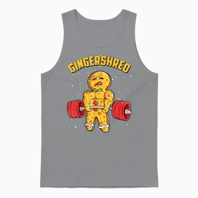 Gingershred Funny Gingerbread Man Gym Bodybuilding Christmas Unisex Tank Top - Sport Grey