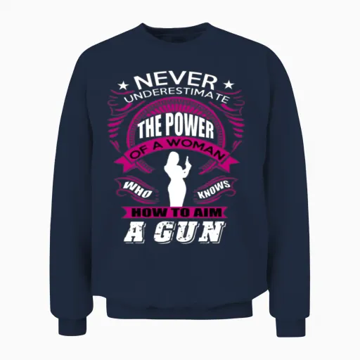 A Woman with Gun Unisex Sweatshirt in Navy