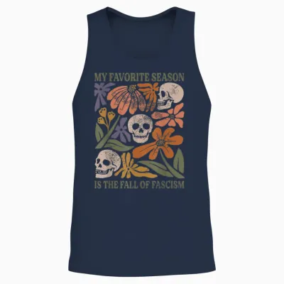 Halloween Retro My Favorite Season Is the Fall of Fascism Unisex Tank Top - Navy