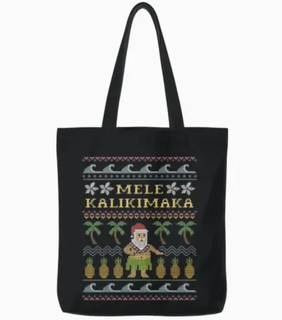 Mele Kalikimaka Christmas Tote Bags - Black