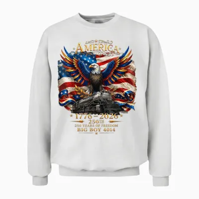 Big Boy 4014 Train Usa 250th Anniversary Patriotic American Unisex Sweatshirt - White