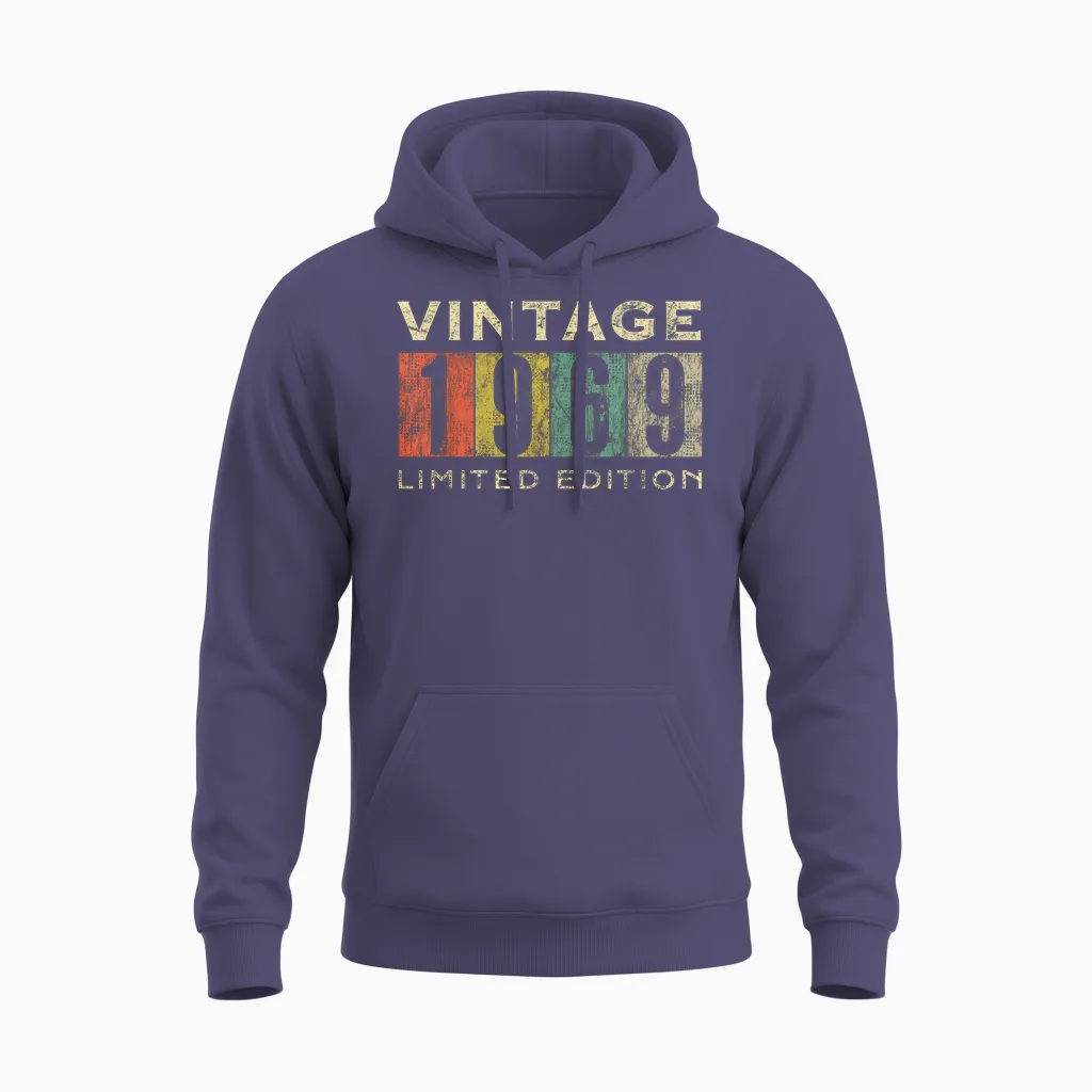Retro 56 Jahre Alt Vintage 1969 Limited Edition Geburtstag Unisex Hoodie in Heather Sport Dark Navy