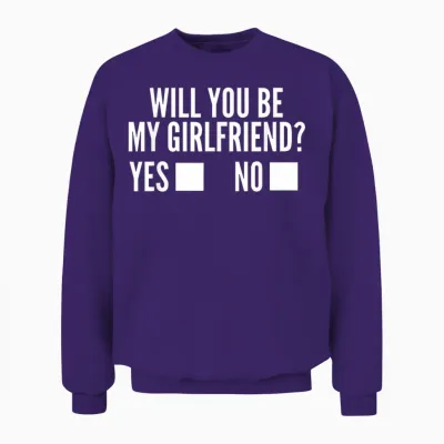 Ask Her Will You Be My Girlfriend Cute Valentine's Day Unisex Sweatshirt - Purple