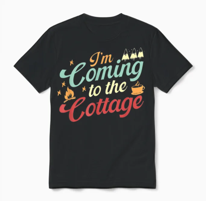 Outdoor Adventure Vintage I'm Coming to the Cottage Unisex T-Shirt in Black