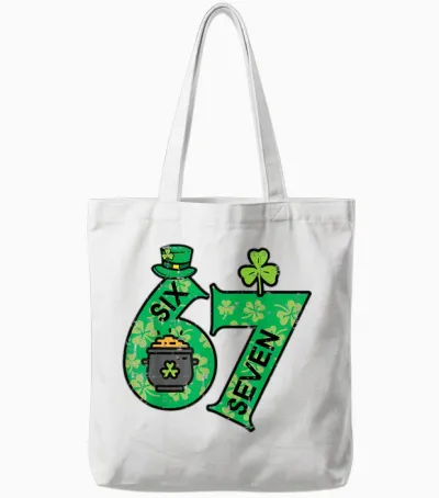 Six Seven 6 7 St Patricks Day 67 Paddys Meme Boys Tote Bags - White
