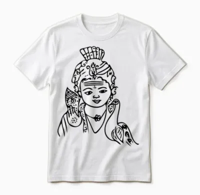 Murugan, Kartikeya Hindu God Temple Pooja T-Shirt, White, S Unisex T-Shirt - White