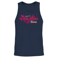 Made in Austin Texas Psychedelic Typography Unisex Tank Top - Navy – 2