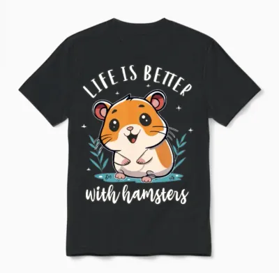 Hamsters Cute and Funny Unisex T-Shirt - Black