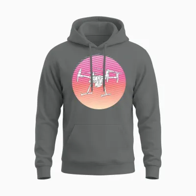 90s Retro Drone Sunset Unisex Hoodie - Graphite Heather